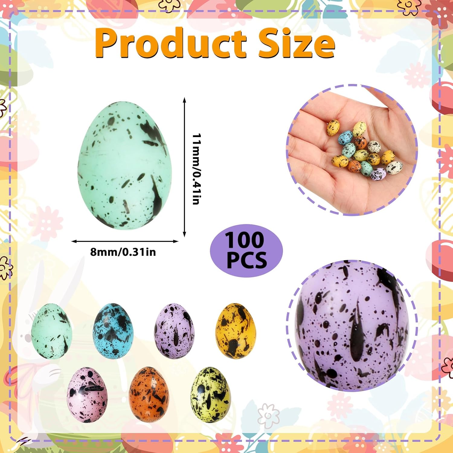 100 Pcs Mini Resin Easter Eggs,Small Decorative Eggs with Speckled Design for Easter Tree, Table Centerpieces Festive Home Décor