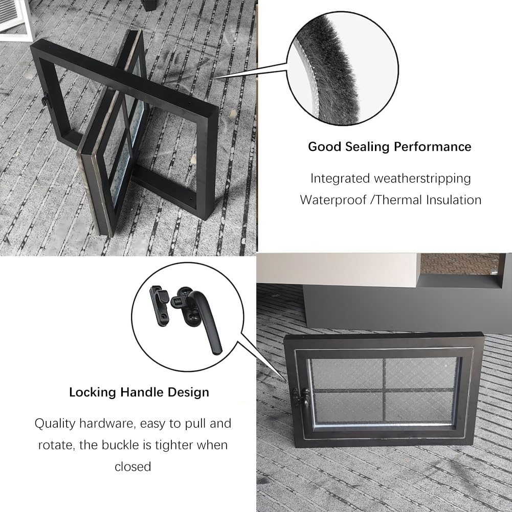Ventilation de rechange pour sous-sol et maison verrouillable pour loft salle de bain et poulailler S 70 x 100 cm (27,5 x 39,3) Installation facile