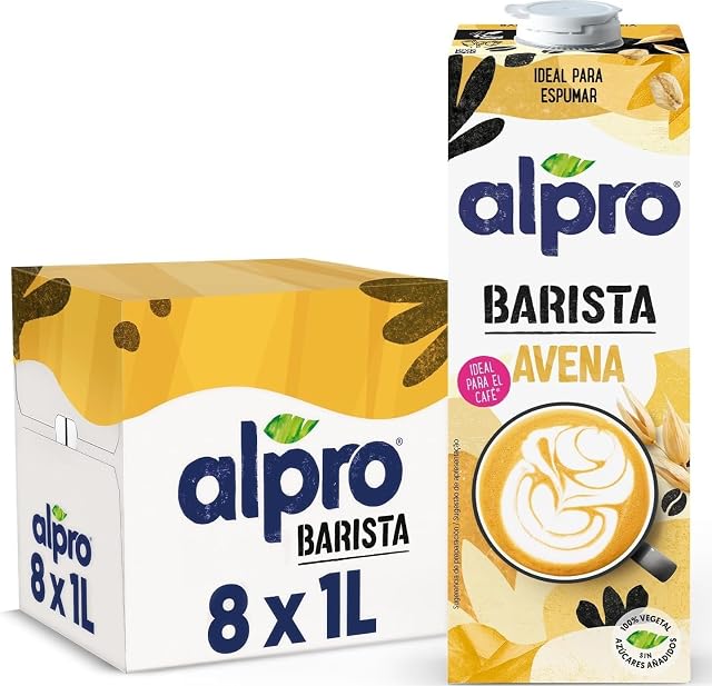 Alpro Barista Haferdrink – Zum Aufschäumen – Vegan und milchfrei – Von Natur aus laktosefrei – Reich an Ballaststoffen, Calcium und Vitaminen – 8 x 1 L – Haltbar