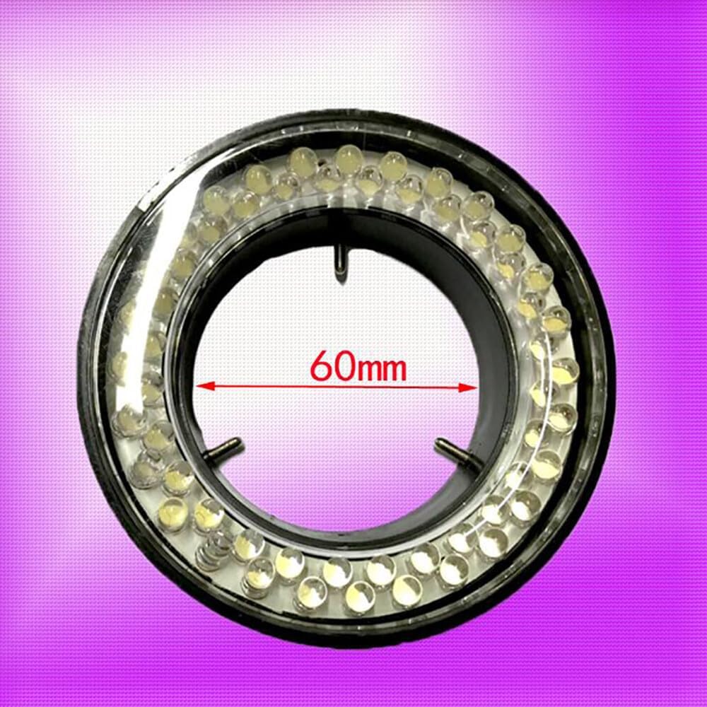 3-Pack 60-LED Adjustable Ring Light for Stereo Zoom Microscopes, 6500K White Illumination, 50-150mm Working Distance, 4.5W
