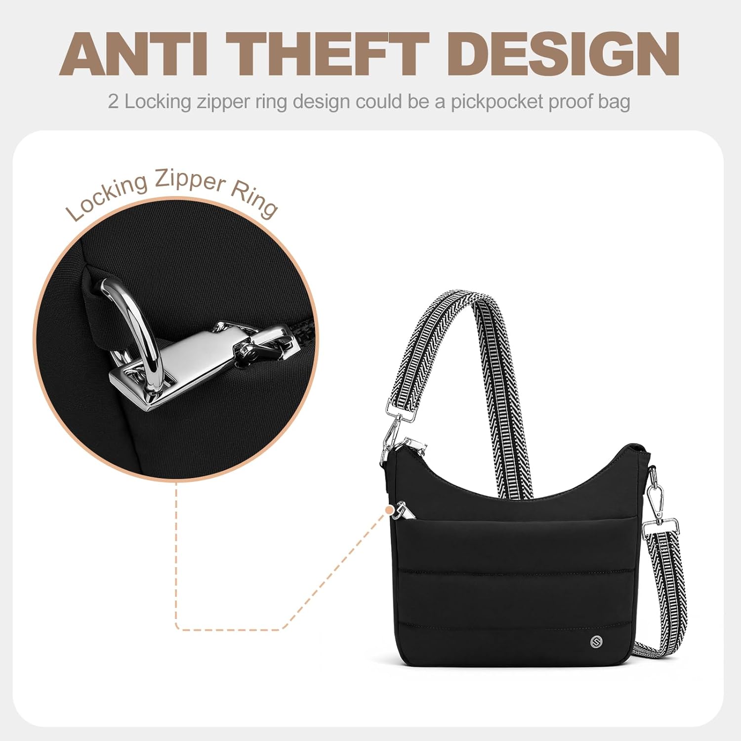 Anti Theft Crossbody Purse Hobo Crossbody Bags for Women, Quilted Puffer Bag Slouchy Built-in Wallet & RFID Blocking - Image 5