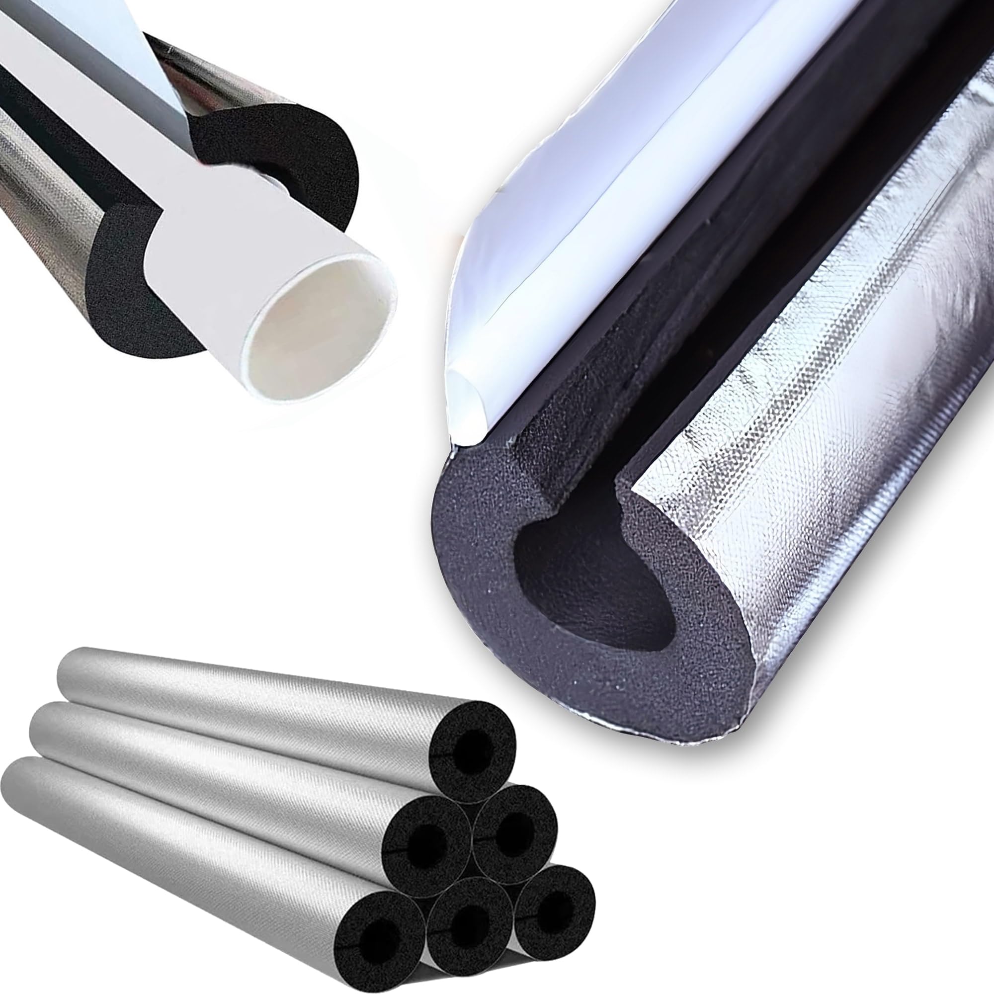 (ID)133mm x (T)30mm x (L)0.95m Coquilla Aislante Papel De Aluminio
