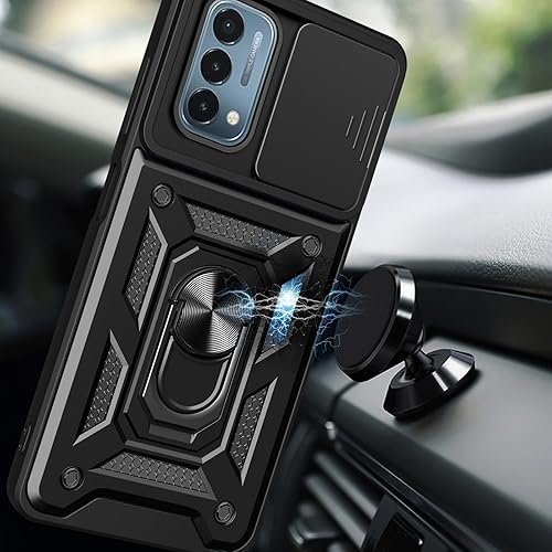 Miniatura 4 de Oududianzi - Funda para teléfono OnePlus Nord N200 5G, con 1 protector de pantalla, protección de cámara con cubierta deslizante, soporte giratorio