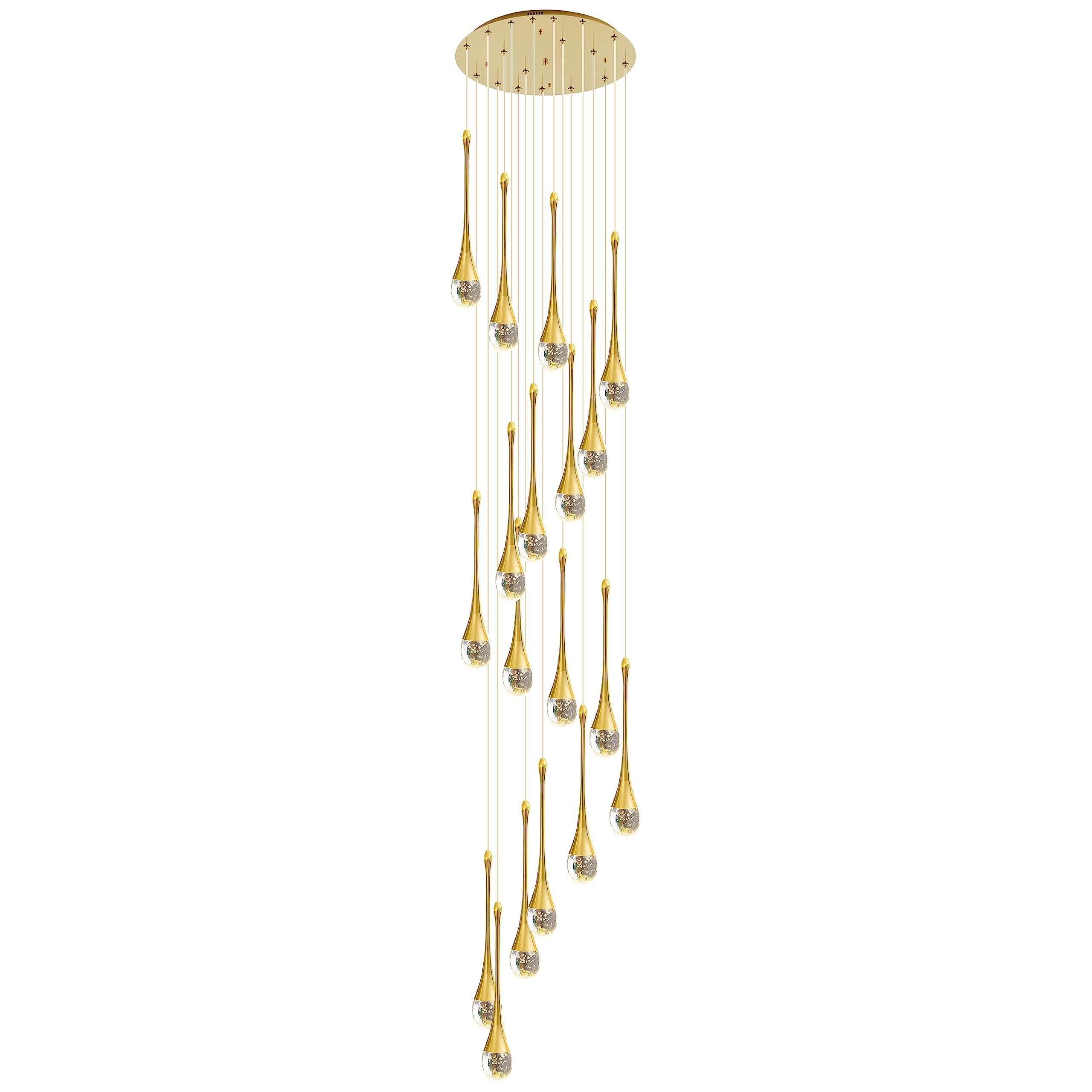 HXYSXHJUO Chandelier 18-Light LED Dimmable Modern Raindrop Spiral Crystal Pendant Light for Foyer Entryway Stairwell Lighting