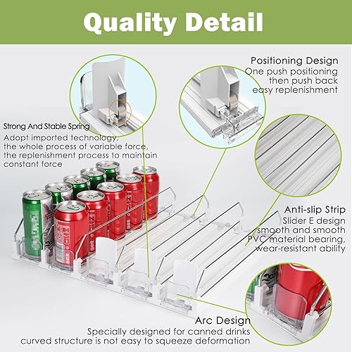 Miniatura 4 de Organizador de bebidas para refrigerador con barandillas de doble nivel, estante ajustable para refrigerador con capacidad para 30 latas, botellas
