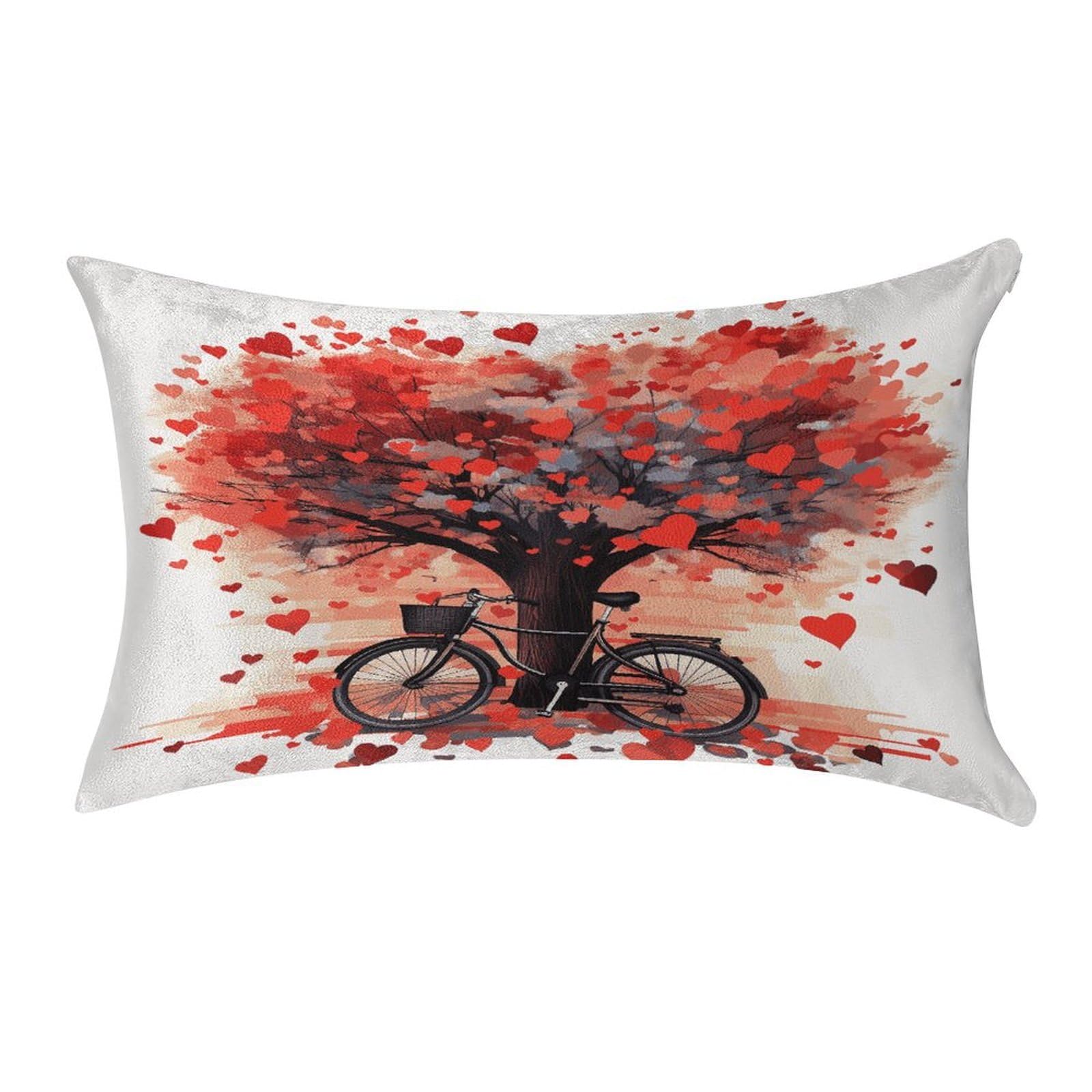 Btcowzrv Style Heart Tree Bicycle Pillow Cover Pillow Case Pillowcase