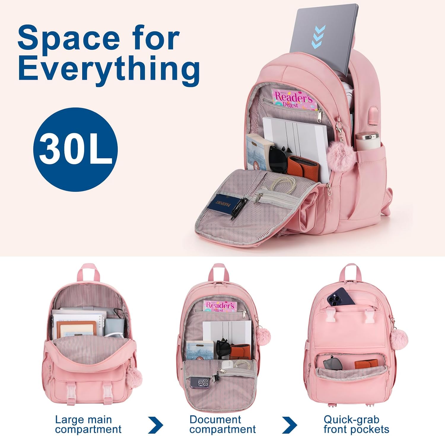 Backpacks for Girls, 15.6 Inch School Bag Cute Waterproof Laptop Bookbag Large College Backpack for Teen Women Students Anti Theft Travel Daypack - Image 2