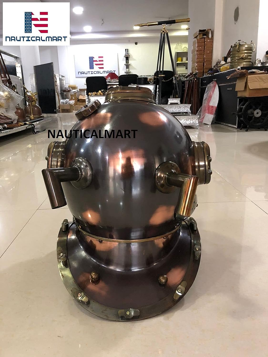 Antique Full Copper & Brass Diving Helmet Divers Helmet Us Navy Mark V by Nauticalmart