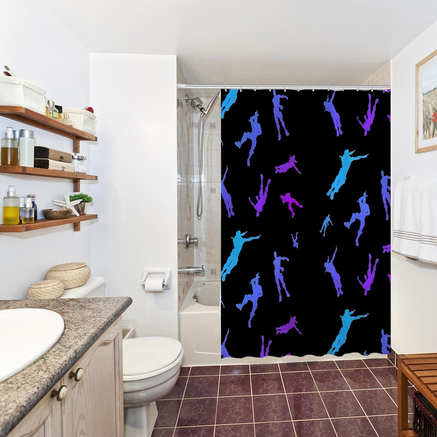 Funnytree Battle Shower Curtain, Video Game Bathroom Decor, Waterproof Fabric Durable Easy Care Washable, 72"X72"(Hooks Not Included) SC00020-002