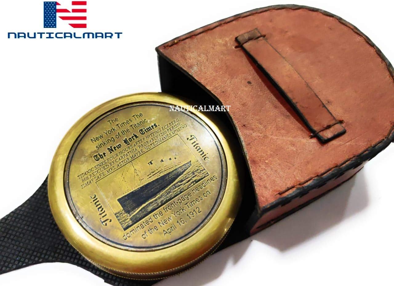Antique Lid Titanic Compass Brass Finish Vintage Nautical Sailor Article - Maritime Magnetic Gift