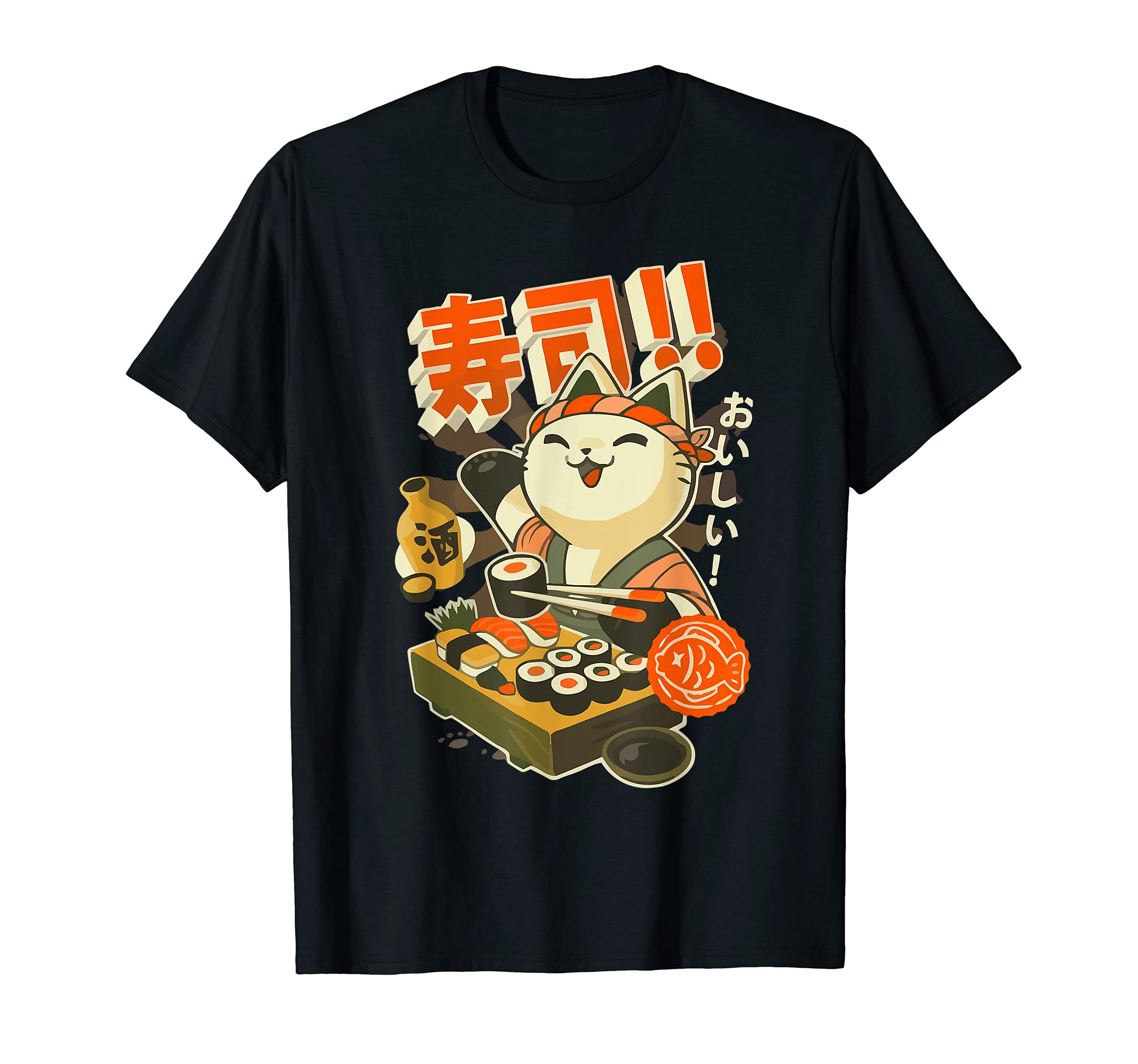 Ramen clothing graphic Cat Sushi Kawaii Anime Tee Japanese T-ShirtOEKO-TEX STANDARD 100