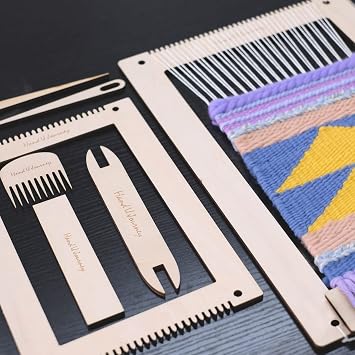 HAND U JOURNEY Rectangle Weaving Loom Kit 2 Sets (11x16.5 & 7.8x11.7) with Weaving Needles and Tools, Beginner-Friendly DIY Weaving Craft Kit for Adults