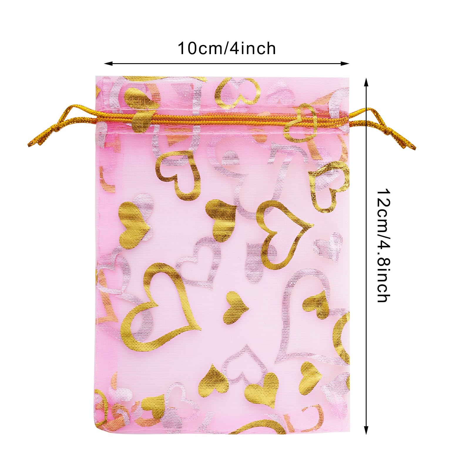 50 Stück Rote Organza-Beutel Mit Kordelzug – Herzaufdruck, Perfekt Für Geschenke Zu Valentinstag & Co.