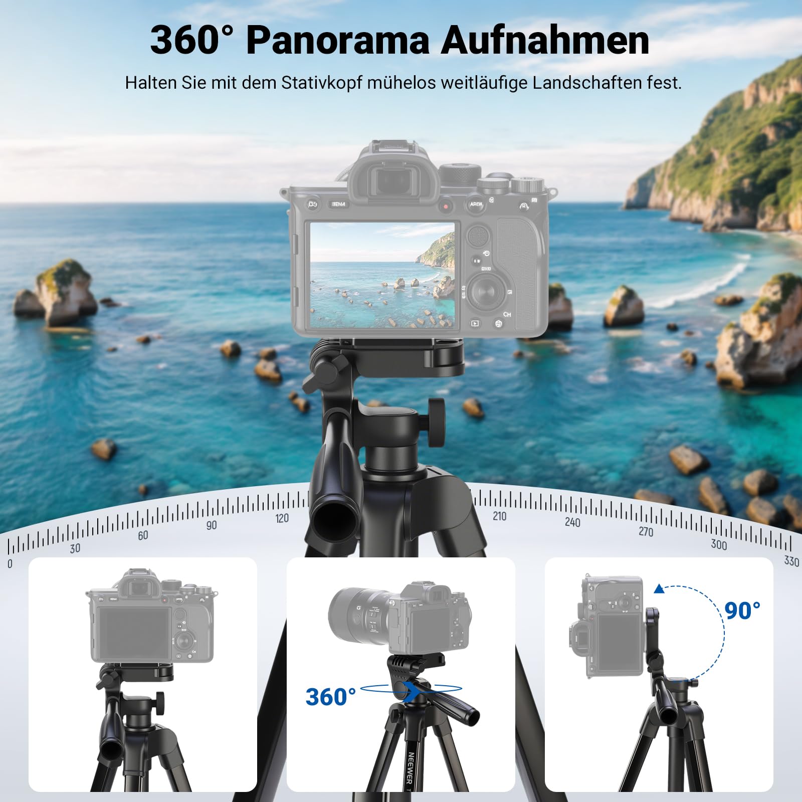 NEEWER Entry Level Version Stativ für Handy & Kamera, Metall Leichtes Tragbares Reisestativ mit Cold Shoe Handyhalterung Kompatibel mit iPhone für Videoaufnahmen, TP53