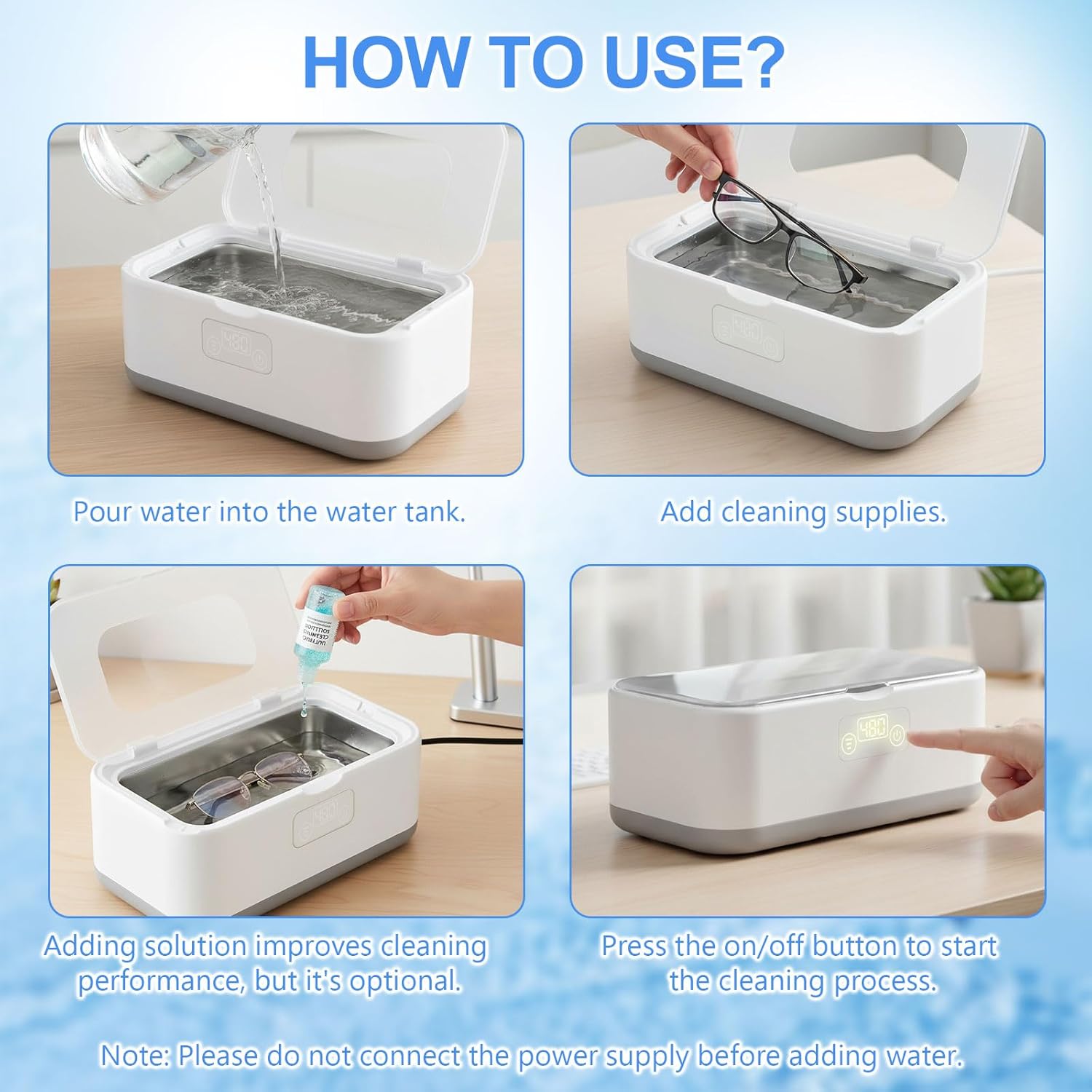 Ultrasonic Jewelry Cleaner, 49KHz Ultrasonic Cleaner Machine for Jewelry,Glasses,Rings,Watch Strap,Dentures,Retainers,Coins with 5 Modes,27oz 304 Stainless Steel Tank (Gray)