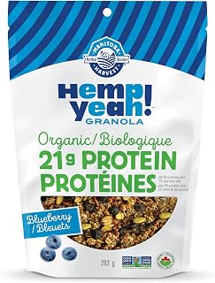 Manitoba Harvest Hemp Yeah! Granola, Blueberry, 283 g, with 21 g of Protein, 5 g Omegas, 3 g of Fibre and < 10 g Sugar Per Serving, Organic, Non-GMO, Packaging May Vary