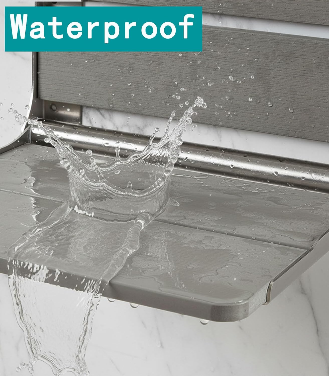 17.5'' Folding Shower Seat Wall Mounted, Foldable Waterproof Shower Bench for Inside Shower, HDPS Poly Lumber Shower Stool/Chair Seat to Sit On for Elderly, Weight Capacity 400LBS, Gray