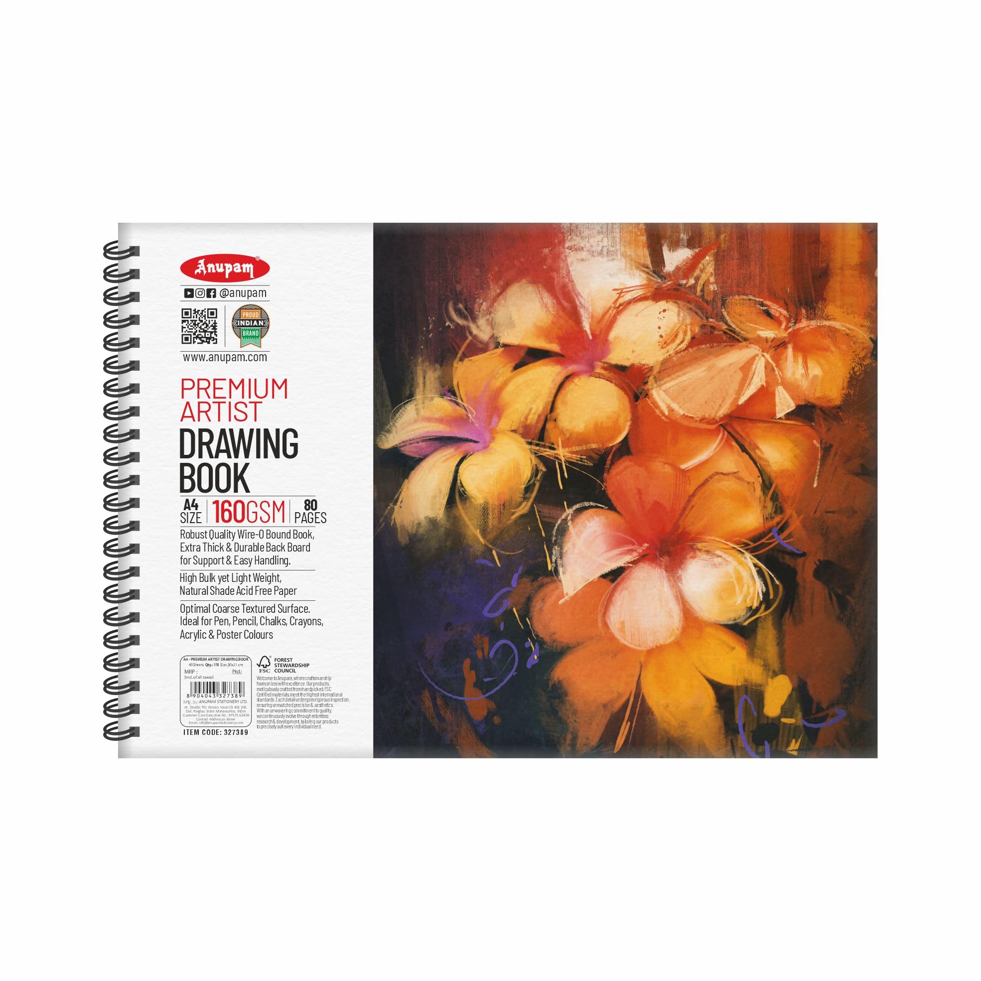Anupam Premium Artist Drawing Book A4 | Acid-Free Natural Shade Paper | Cartridge Paper | 40 Sheet, 80 Pages | 140gsm Wireo Book | Ideal for Drawing, Sketching, Design & Architecture-image-26