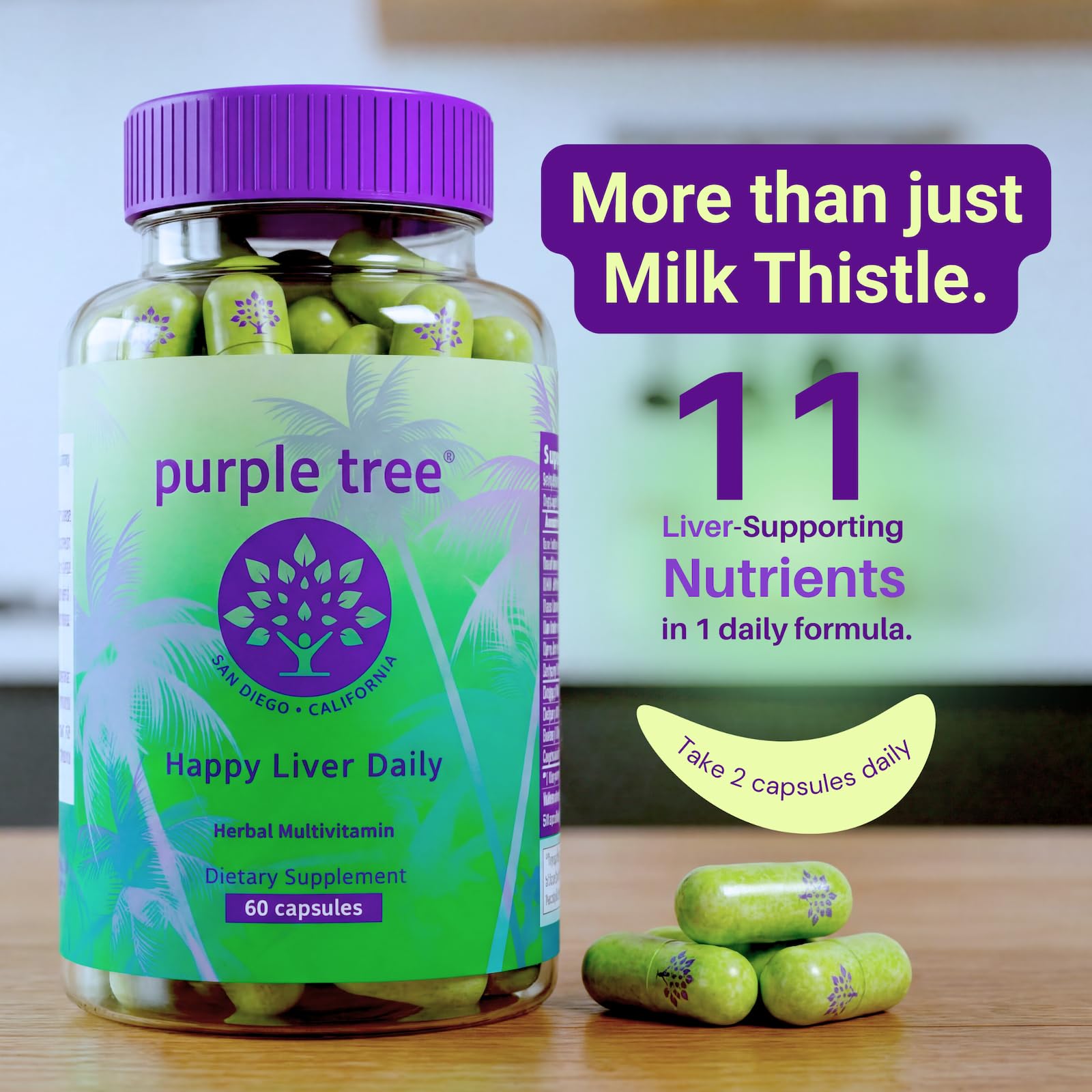 purple tree Happy Liver Daily | Milk Thistle + Glutathione Liver Supplement | 60 Caps — Amazon image 2