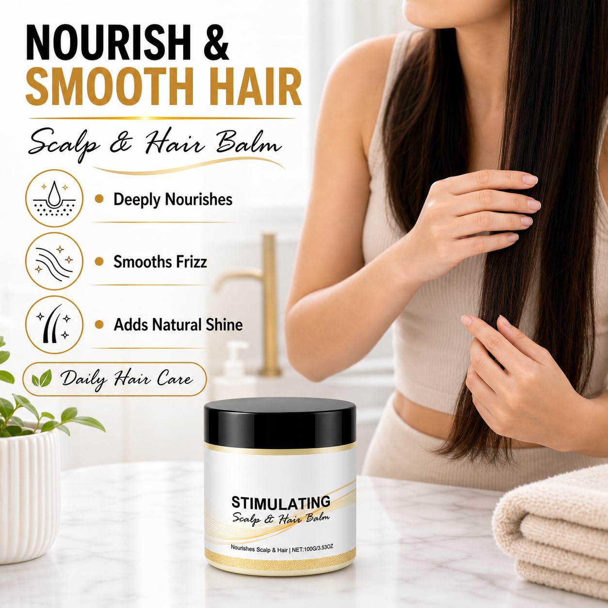 Scalp and Hair Balm 2 Pack, Moisturizer Cream for Dry Hair, 3.53 Oz Each | Shea and mango butter blend helps soften rough ends and support smooth, touchable texture for daily care