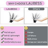 Vista 2 de Pestañas en racimo para extensiones con volumen, 50D, distintas longitudes, rizo D, kit de 240 pestañas en racimo para colocar en casa
