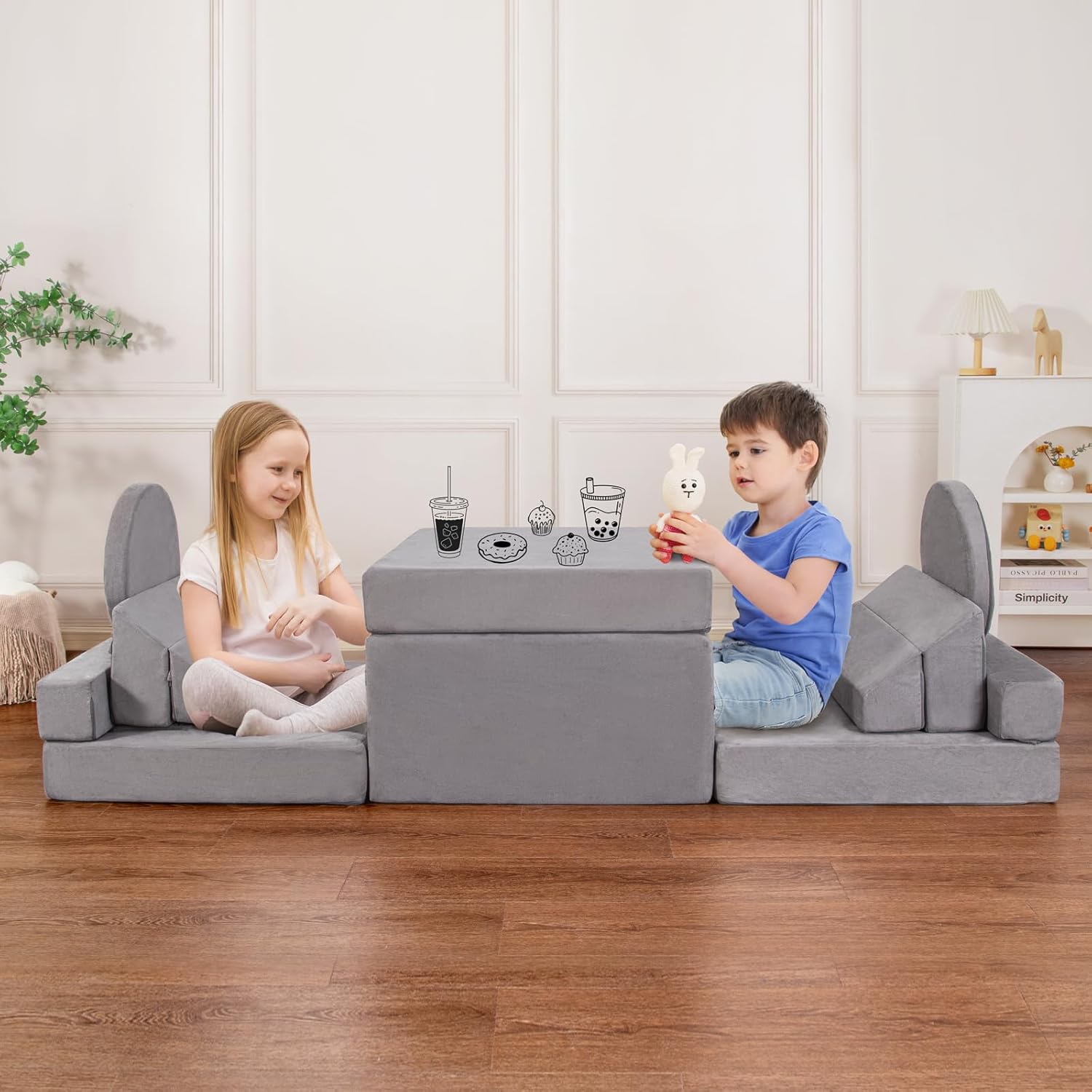 Modular Kids Play Couch 15PCS, Convertible Toddler Floor Sofa Set, Foam Play Sofa for Boys & Girls, Versatile Kids Furniture for Playroom, Climbing, Reading, Relaxing