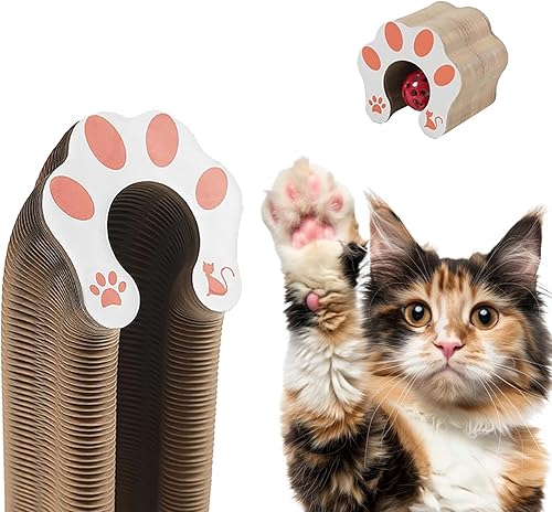 Miniatura 2 de Paquete de 2 tablas rascadoras de órgano mágico para gatos, juguete rascador de gatos con bolas de campana para gatos de interior, juguete de cartón