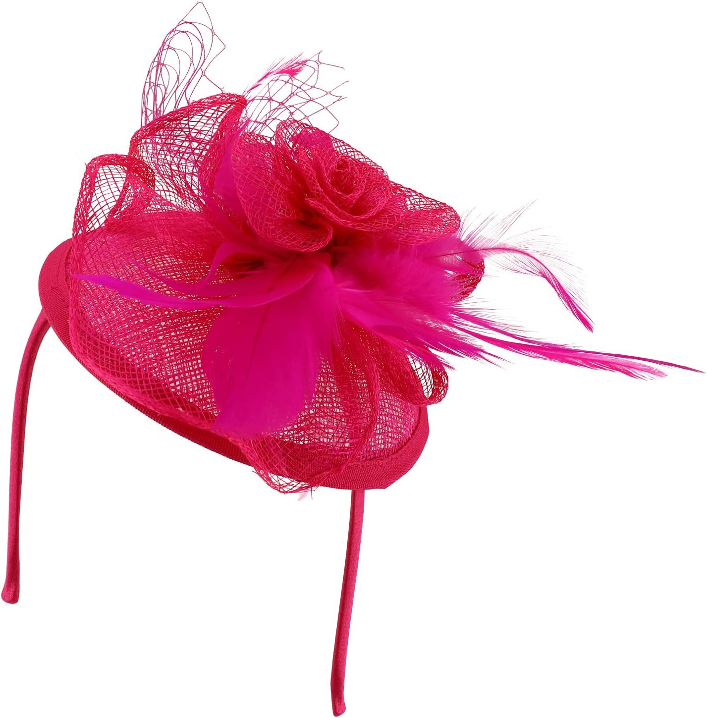 Trendy Apparel Shop Sinamay Feather Rose Net Womens Fascinators Headband