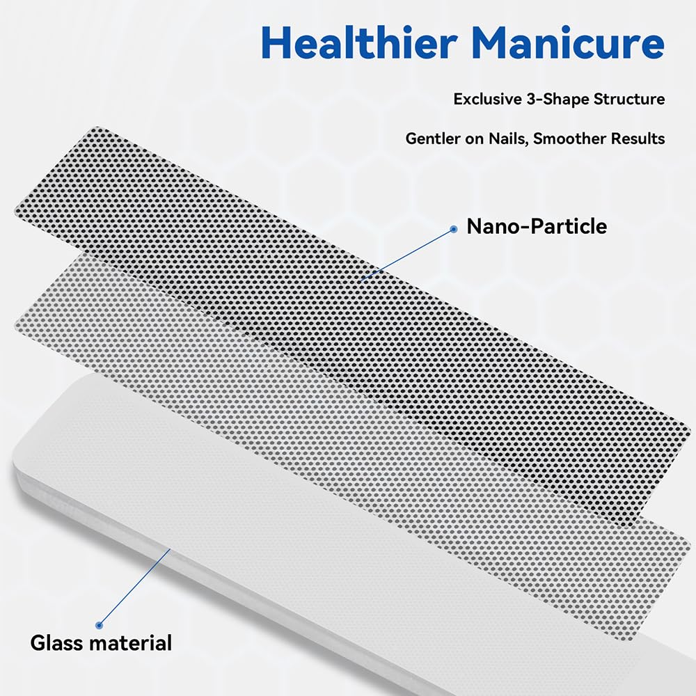 3 in 1 Nano Glass Nail File Set with Case, Reusable Manicure Pedicure Kit