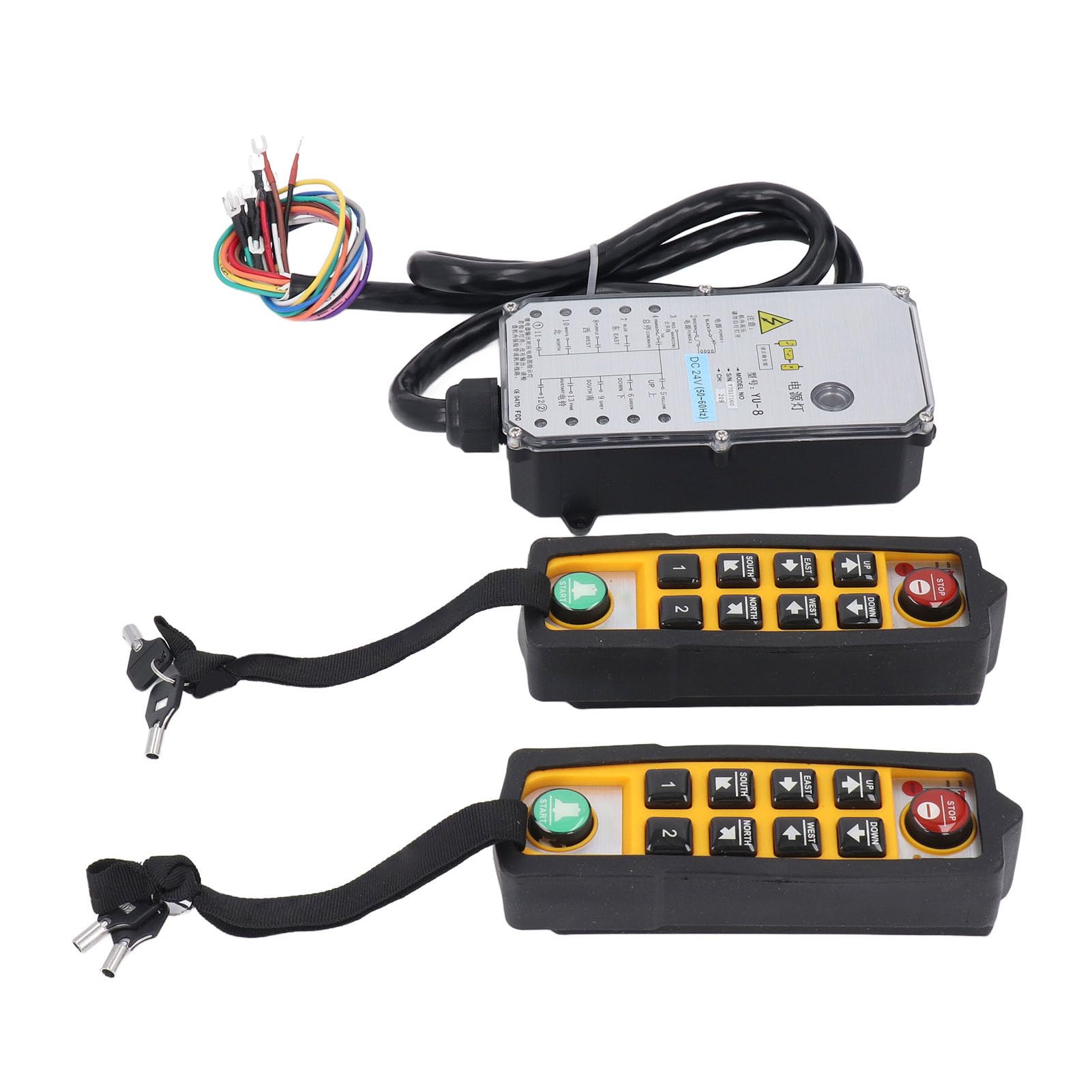 Kit Telecomando Wireless per Gru Design Robusto con Doppie Maniglie per Gru a Ponte DC24V Gamma 100M