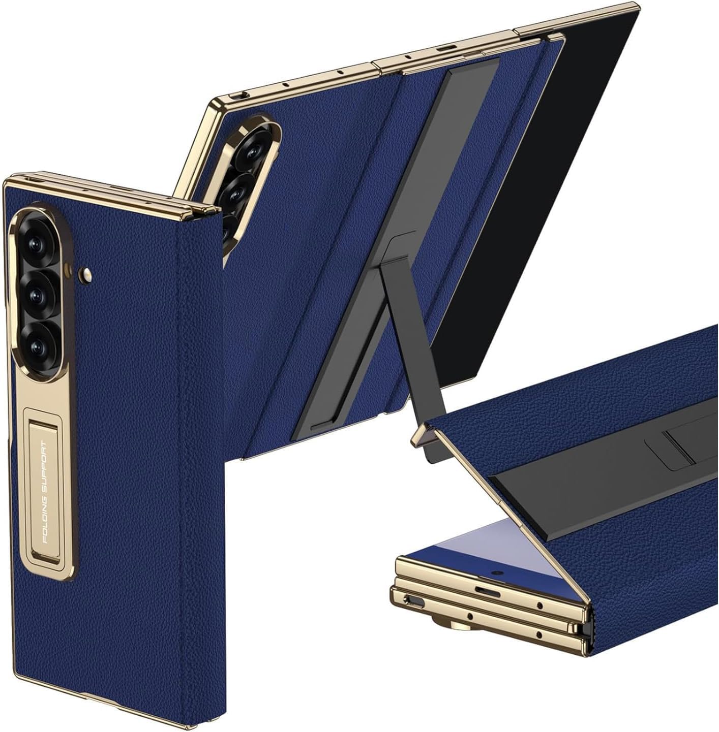 Leather Phone Case for Samsung Galaxy Z Trifold, Built-in Tempered Glass Screen Protector, Magnetic Flip Cover for Samsung Trifold. Orange