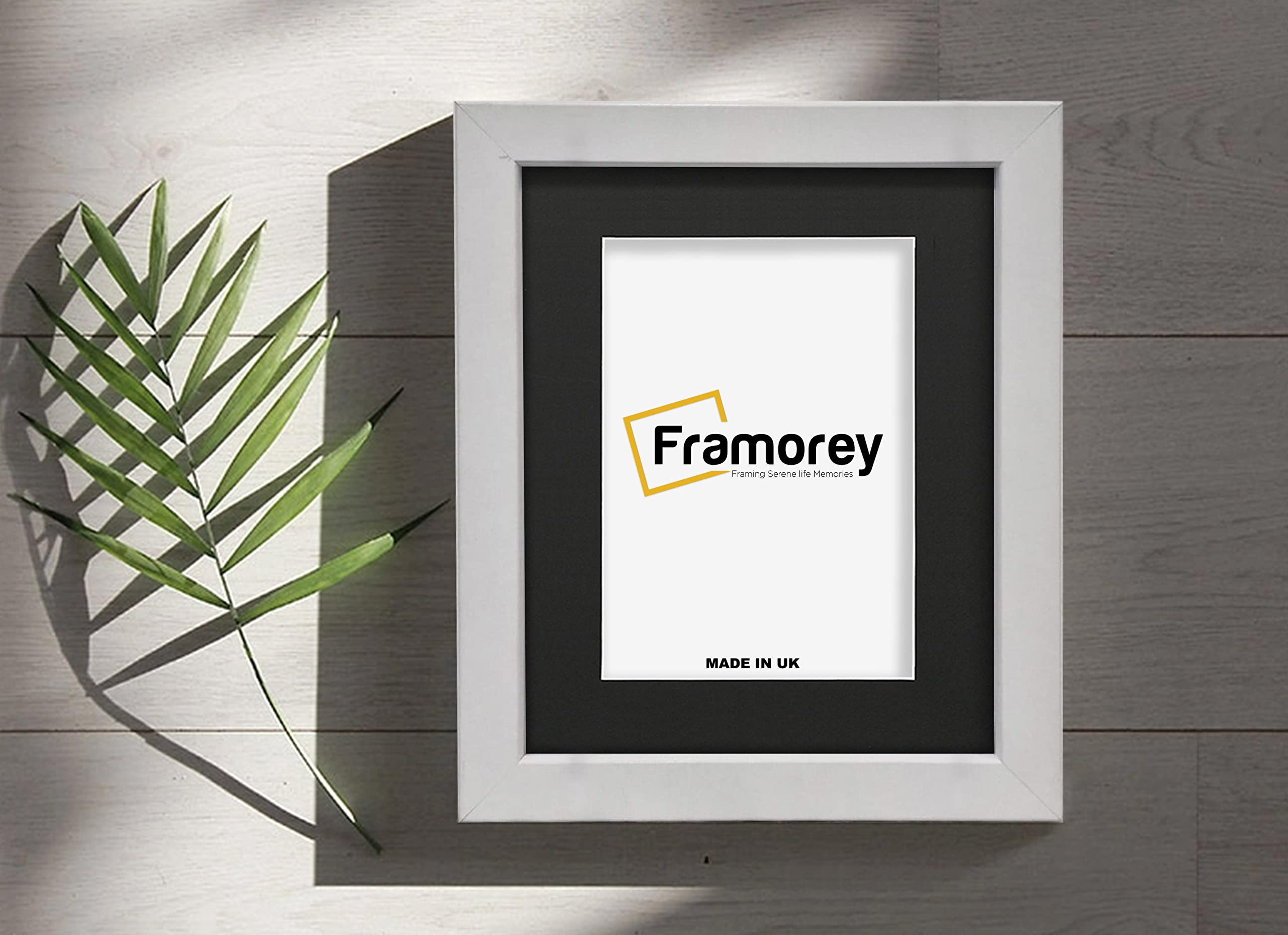 FRAMOREY Box Molding Picture Frame, 14x12" White Wooden Effect Photo Frame, With 12x10" Size Black Mount, Wall Hanging Deep Box Poster Frame