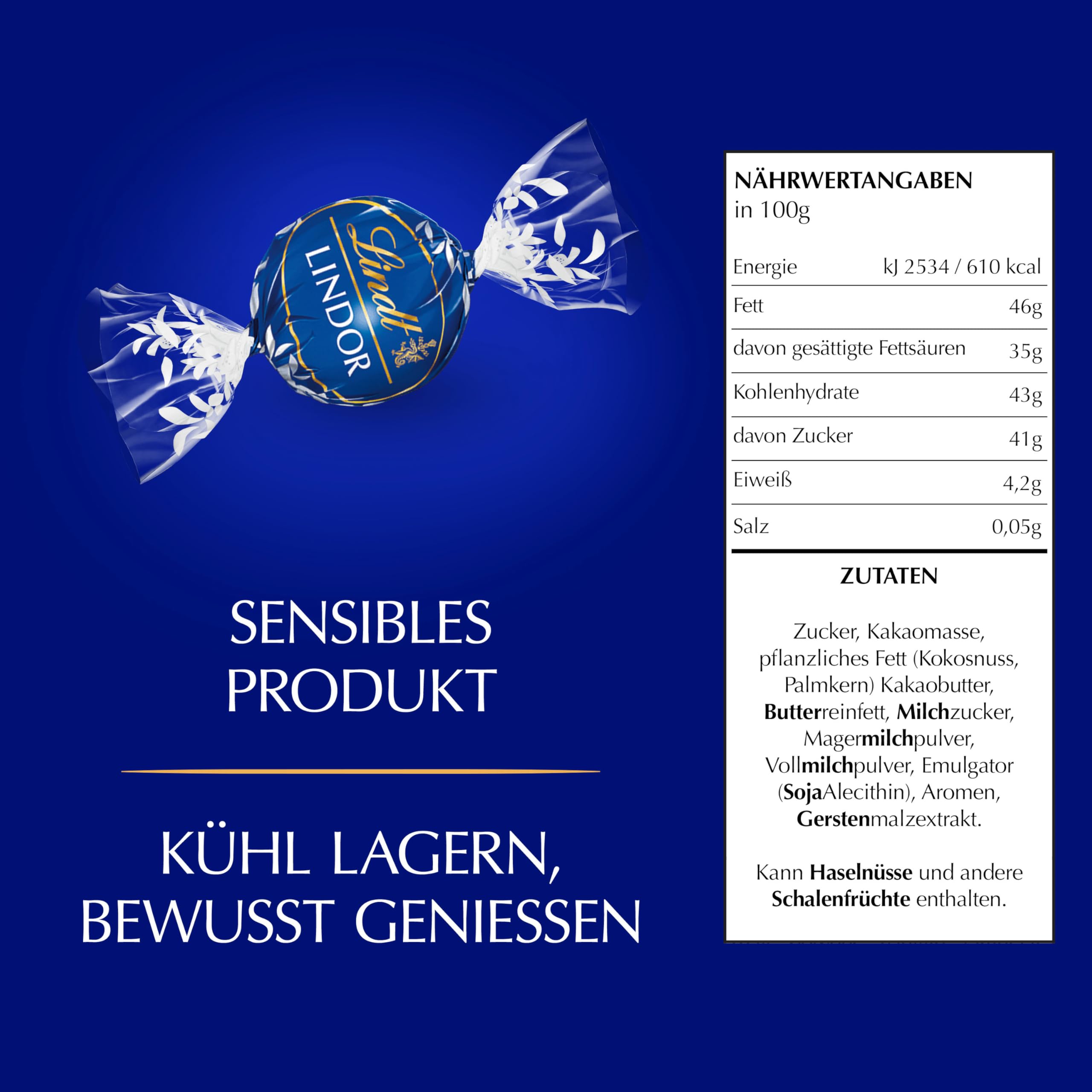 Lindt LINDOR Schokoladen Kugeln feinherb | 1 kg Beutel, wiederverschließbar | ca. 80 Kugeln dunkle | Großpackung, Pralinen-Geschenk, Schokoladengeschenk