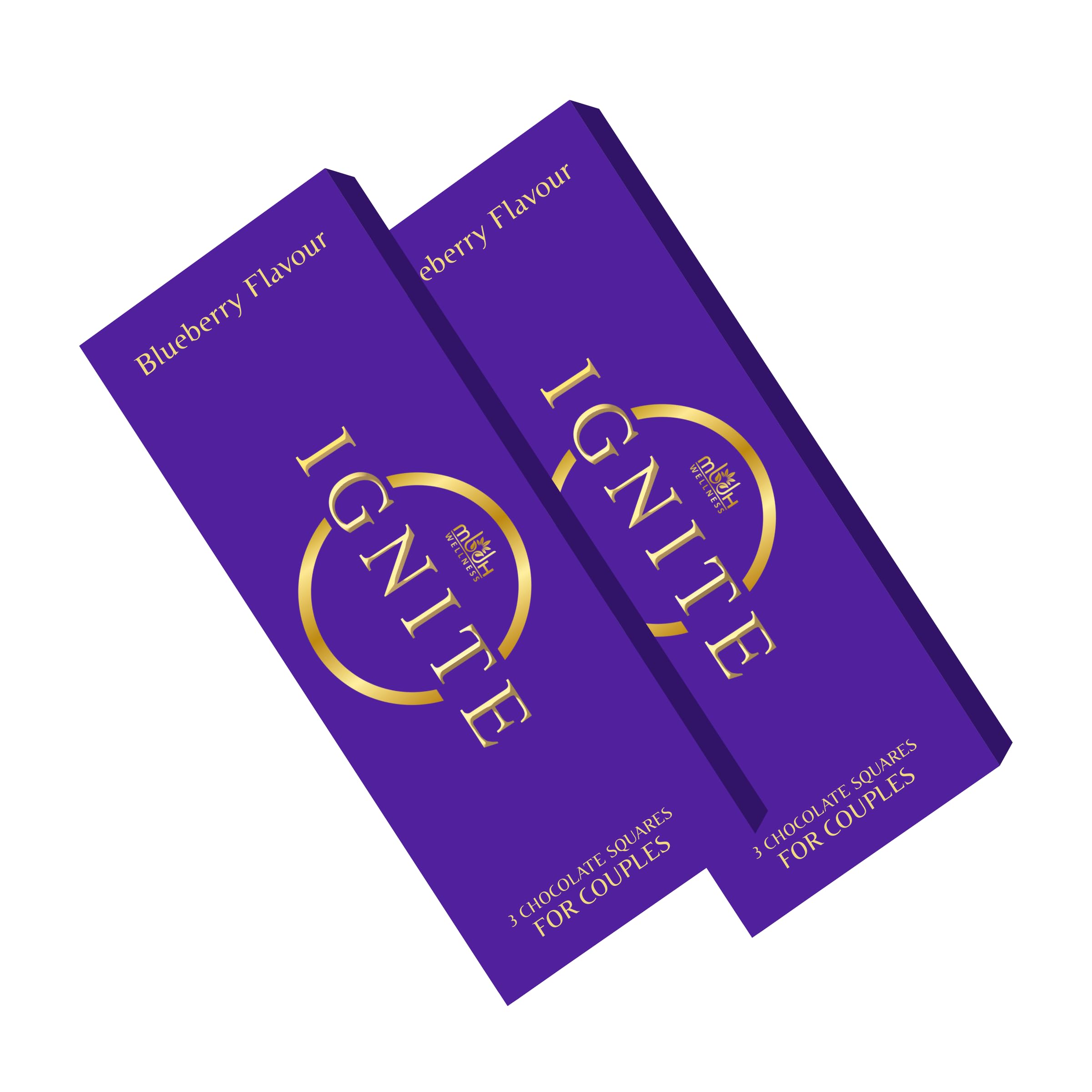 Ignite Chocolate Bars - Premium Blueberry-Flavored Chocolate Squares with 60% Cocoa, Infused with Selected Ingredients - Perfect for Couples - Blissful & Delightful Treat for Adults, Box of 2
