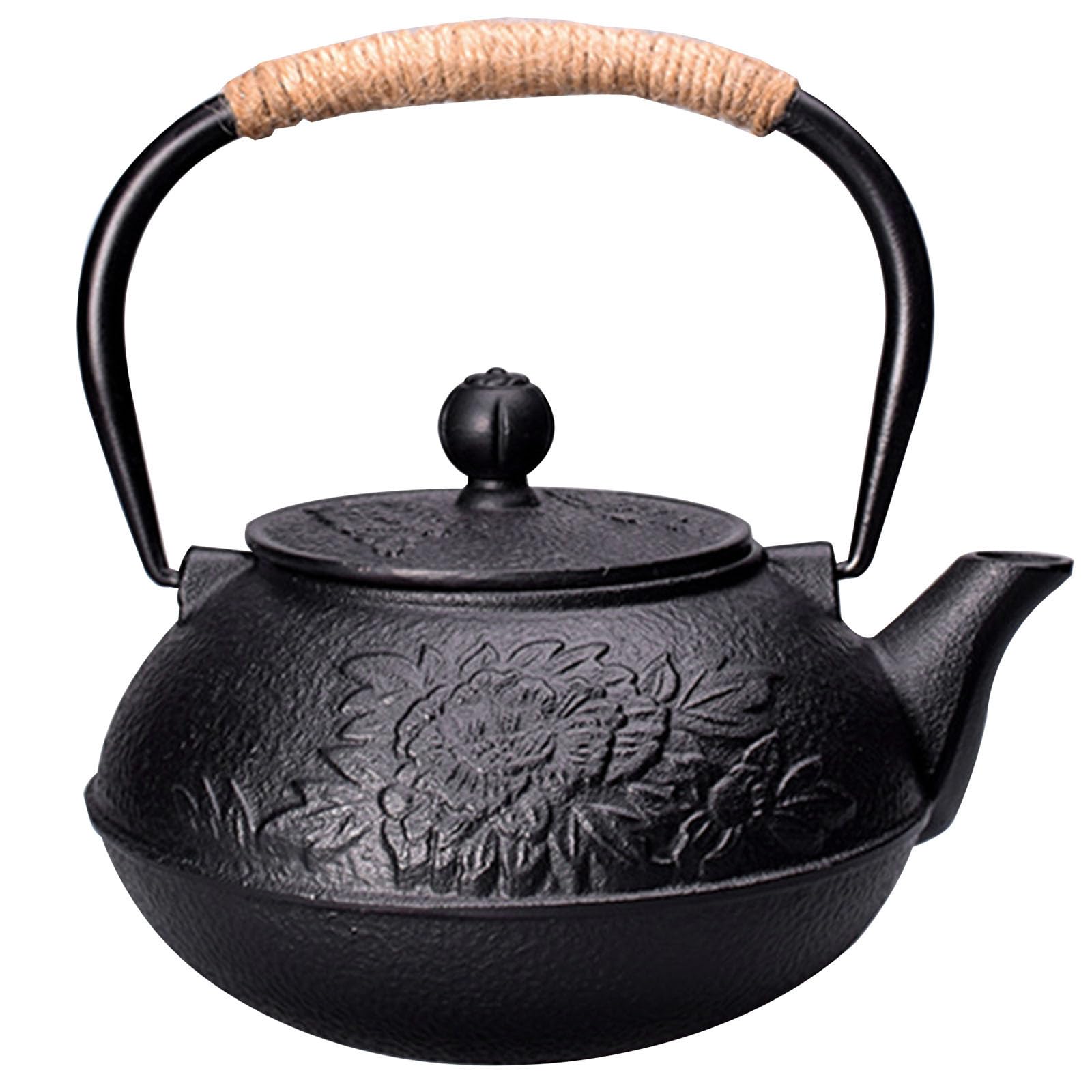Operitacx Tetera de Hierro Fundido de 900ml Tapa para Hervir Agua, Diseño Elegante y Excelente Acabado, Adecuado para Preparar Té y Café en Casa
