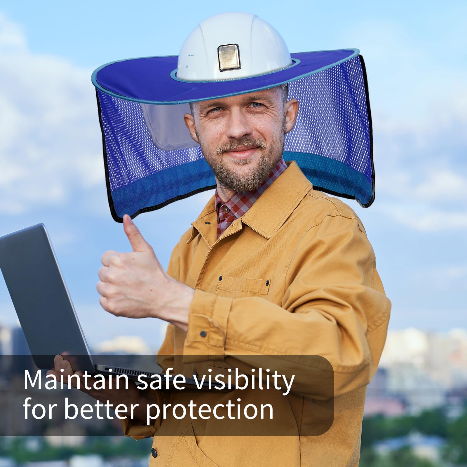 9 parasoles de alta visibilidad para casco duro, visera de sombrero duro, cubierta de ala dura, cubierta de cuello con tira reflectante, accesorios para hombres y mujeres, casco duro no incluido
