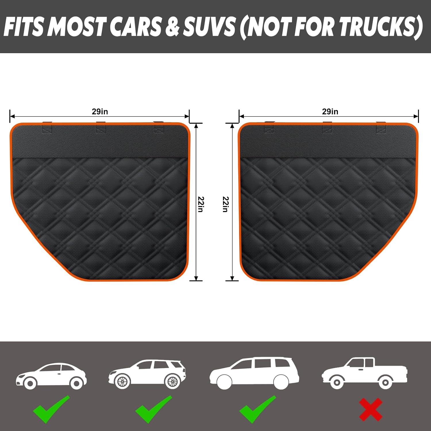 Door Protector From Dog Scratching– 20% Larger Designed for 𝐒𝐞𝐝𝐚𝐧𝐬, 𝐅𝐚𝐦𝐢𝐥𝐲 𝐂𝐚𝐫𝐬 𝐚𝐧𝐝 𝐒𝐦𝐚𝐥𝐥 𝐒𝐔𝐕𝐬, 2 Packs [Left + Right] Thickened Waterproof Dog Car Door Protector