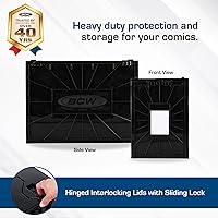 Vista 2 de BCW Short Comic Book Bin Holds 150 Comics Stackable Plastic Storage Acid-Free Organizer Black, 5 Pack