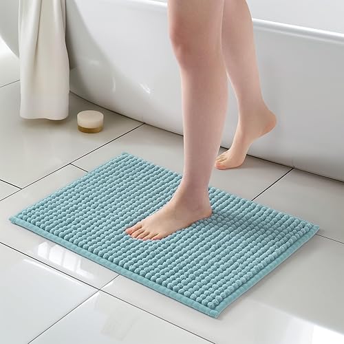 Miniatura 12 de FRESHMINT Alfombra de baño de felpilla Chunky Ombre 17"x24", pequeñas alfombras de baño suaves y absorbentes al agua para el piso del baño, gruesas