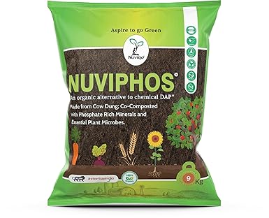 NUVIPHOS - Multipurpose Organic Fertilizer | Combo of Vermicompost, Fortified Compost and Biofertilizer in one | 100% Natural Phosphorus Rich Manure Fertilizer for Plants (9 Kg- Powder)