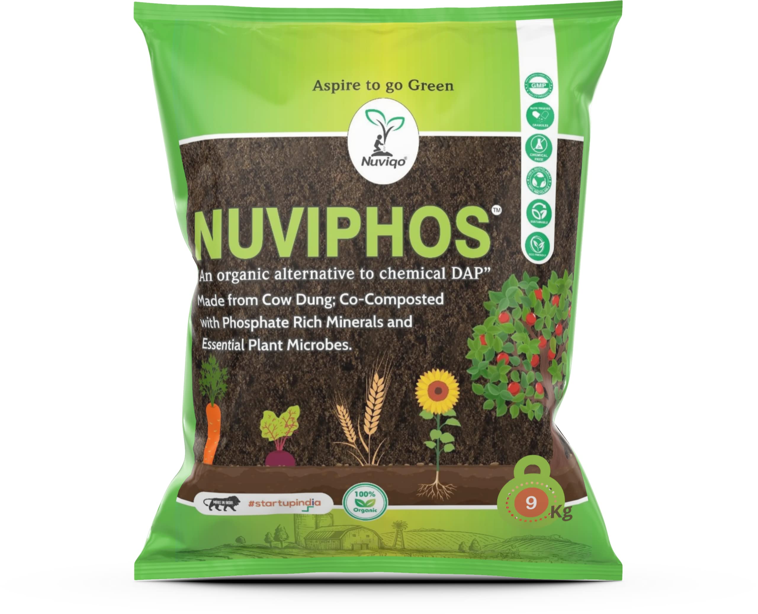 NUVIPHOS - Multipurpose Organic Fertilizer | Combo of Vermicompost, Fortified Compost and Biofertilizer in one | 100% Natural Phosphorus Rich Manure Fertilizer for Plants (9 Kg- Powder) (B09FNZ1TVB) Amazon Price History, Amazon Price Tracker
