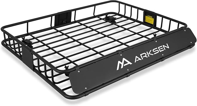 ARKSEN 43 x 50 x 6 Inch Universal Extra Wide 150LB Heavy Duty Roof Rack Cargo with Extension Car Top Luggage Holder Carrier Basket for SUV, Truck, Car Steel Construction