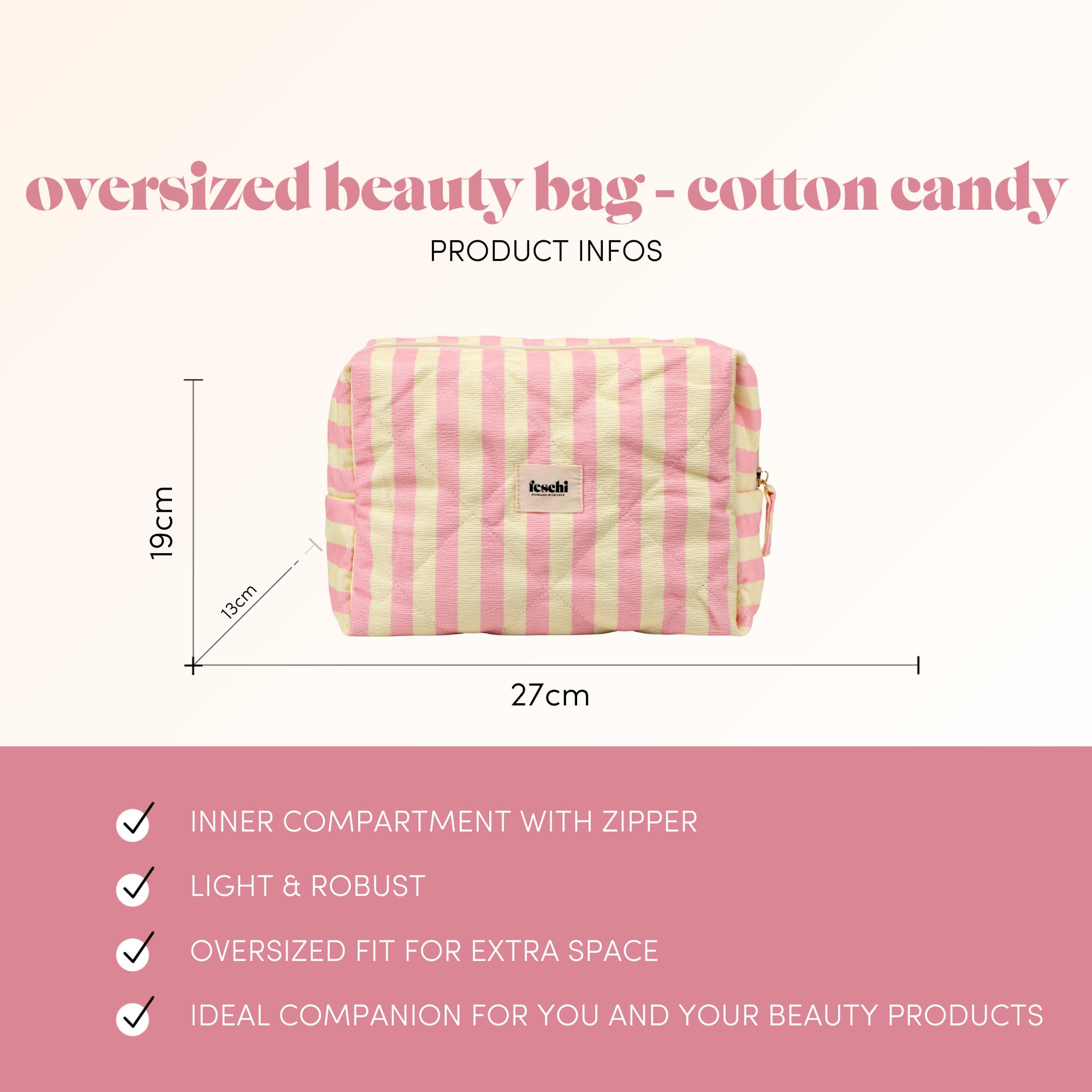 feschi Beauty Bag – Leopard | Disponibile in 2 misure | Trousse trapuntata con motivo leopardato | Molto spazio per i tuoi prodotti cosmetici e la cura dei capelli | pratica tasca interna, Colore