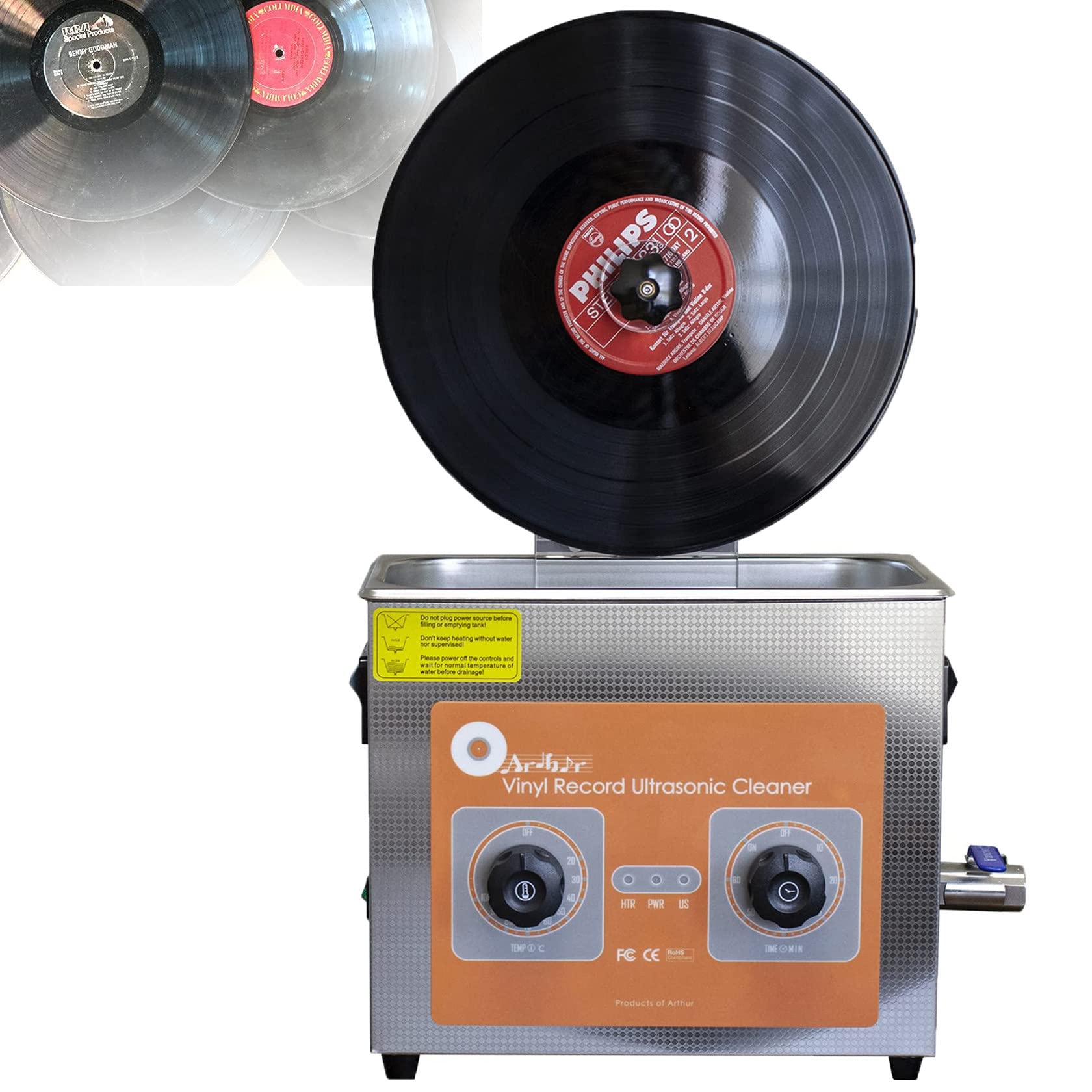 4lpulitore Ad Ultrasuoni In Acciaio Inossidabile Per Tutti Gli Usi, Pulitore Ad Ultrasuoni - Pulitore Ad Ultrasuoni Per Dischi In Vinile, Timer Da 140 W 0-60 Minuti E Controllo Della Temperatura,110V