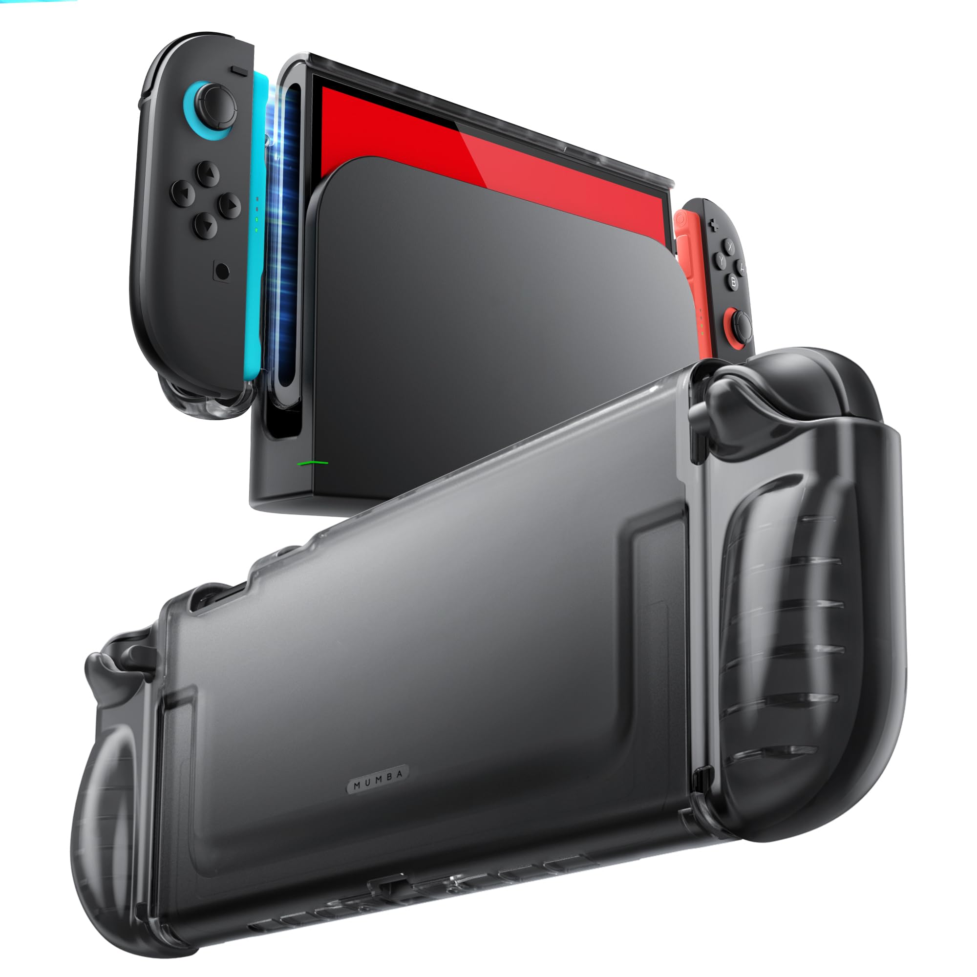 Mumba Dockable Case for Nintendo Switch 2, [Clear Case] [One-piece] Lightweight Protective Shell Cover with Quick-Release Joy-Con Design, Soft TPU Grip Switch 2 Accessories(Frost Black)