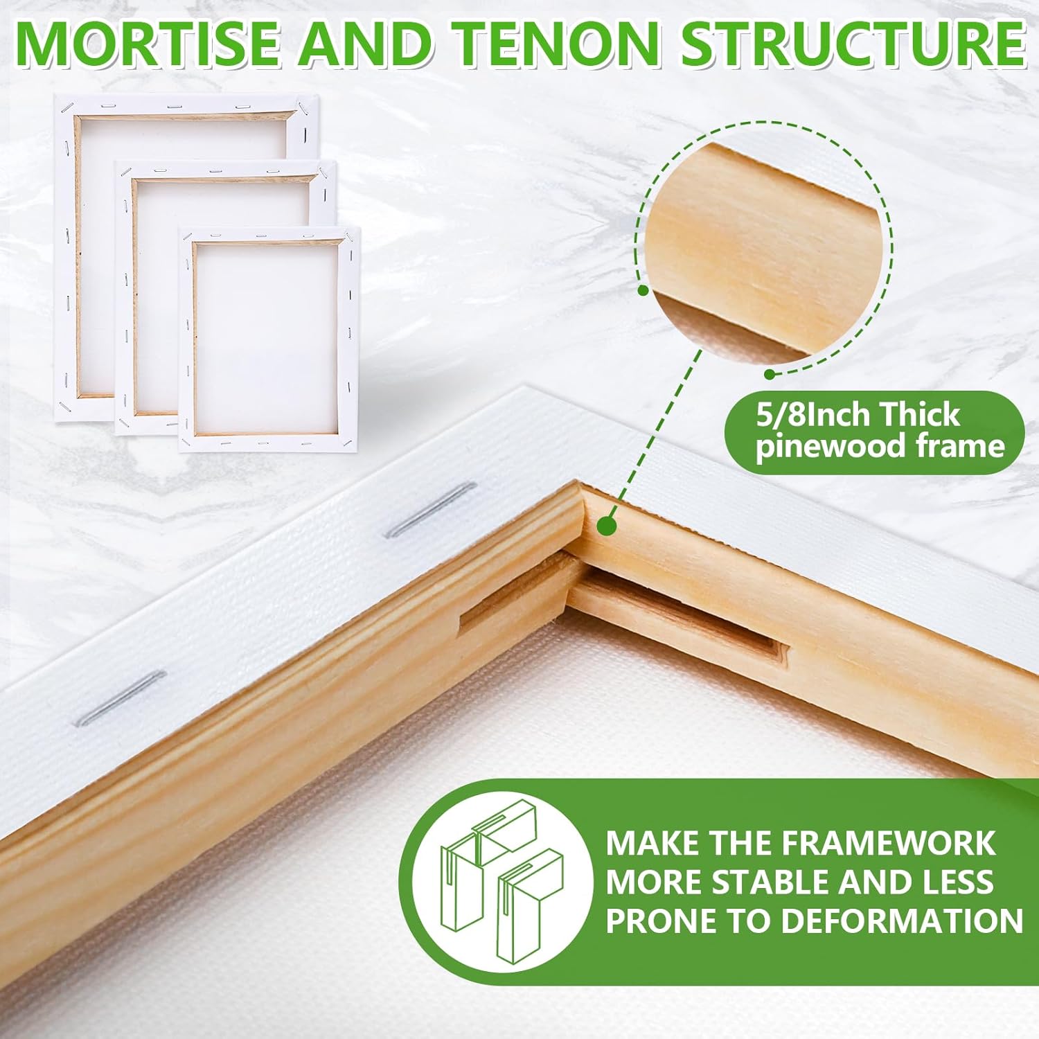 12 Pack Stretched Canvases for Painting, Multi Size Canvas 11x14, 8x10, 5x7, 4x4, Round Canvas with 8x8,10x10, Cotton Primed Paint Blank Canvas for Oil Paint, Acrylic Paint, for Beginners, Artists. - Image 3