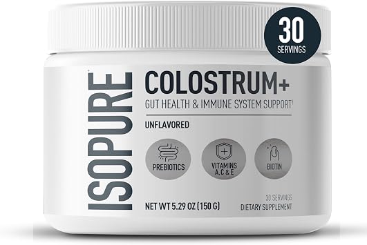 Isopure Colostrum + Gut Health & Immune System Support, 30 Servings Pack of 1