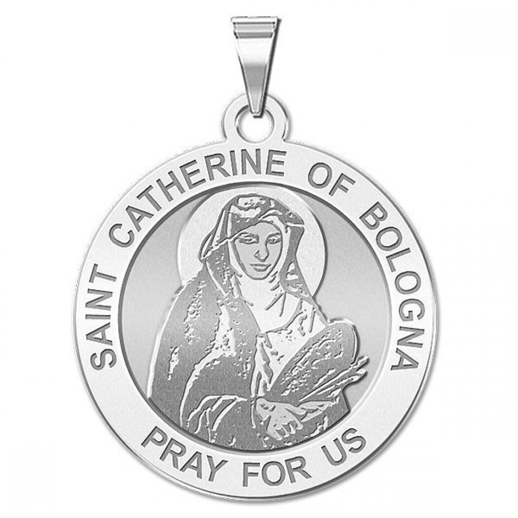 PicturesOnGold.com Saint Catherine of Bologna Round Religious Medal - - 3/4 Inch Size of a Nickel -Sterling Silver
