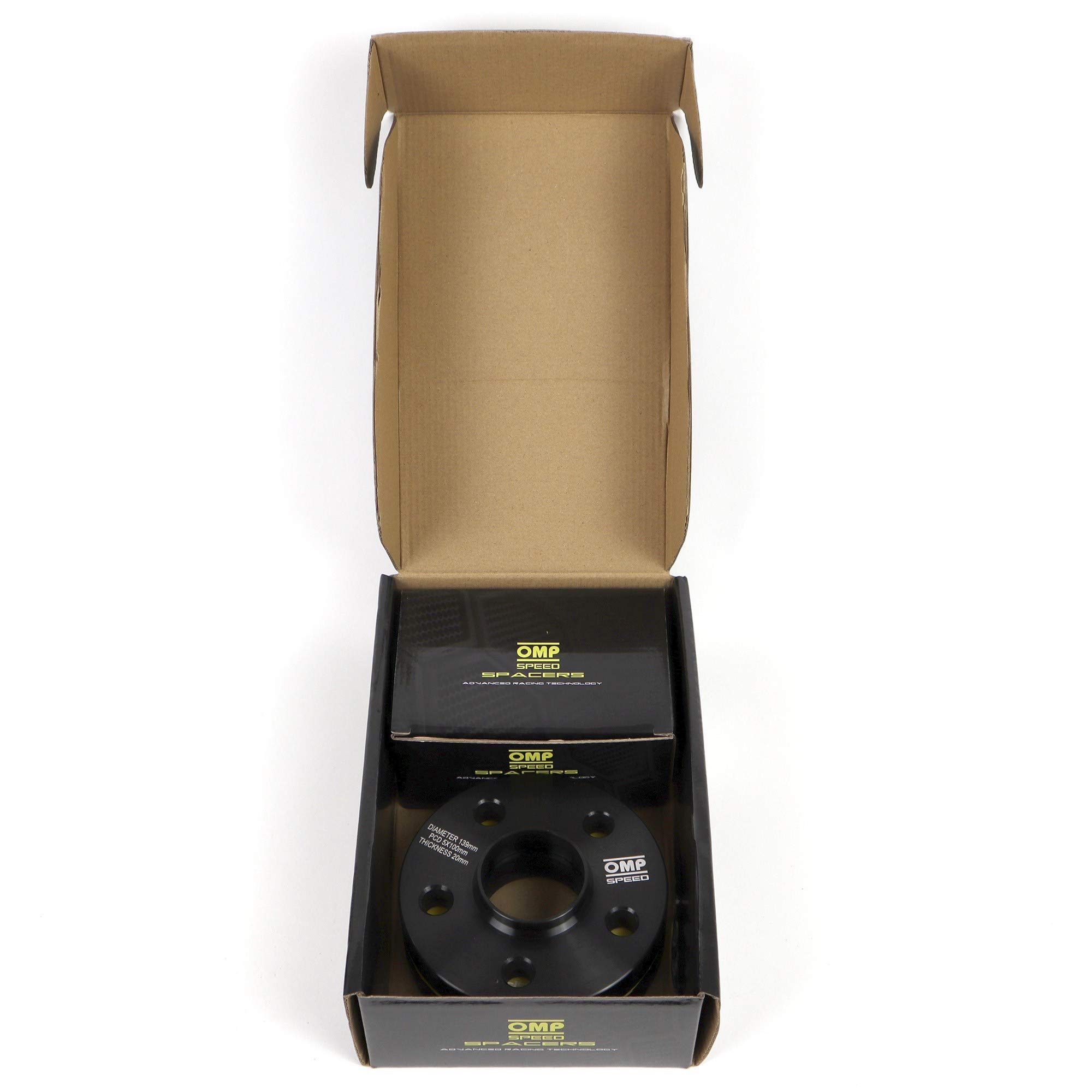 OMP Speed Juego de 2 Separadores Doble Centrado Grosor: 20mm PCD: 5x100 CB: 57.1 OD: 139 Tornillo x20 M14x1.5 Conico + 14x1.5 Esferico Negro Aluminio - OMPS08412001 — view 3