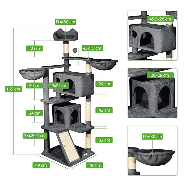 Foto 5 de 5 de PAITSY Árbol de Gato, Rascador para Gatos, Percha, Nichos, Hamaca, Bolas, Columnas de Sisal, Peluche